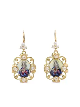 Dolce & Gabbana 18kt yellow gold Madonna medallion earrings 17111054