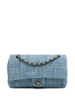 Chanel 2016-2017 Medium Embroidered Denim Perfume Bottle Single Flap shoulder bag 31013148