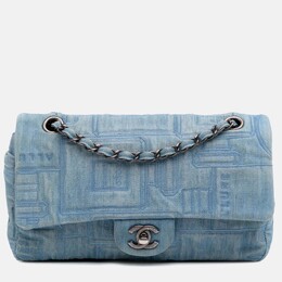 Chanel Blue Medium Embroidered Denim Perfume Bottle Single Flap 1174085