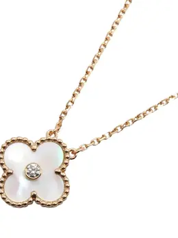 Van Cleef & Arpels 2010s 18K rose gold Alhambra diamond and mother-of-pearl necklace 31678968