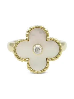 Van Cleef & Arpels 2010s 18K yellow gold Alhambra mother of pearl and diamond ring 31680013